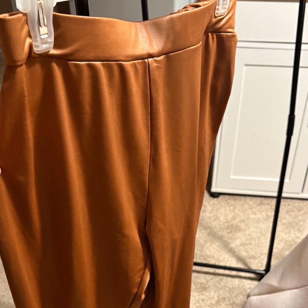 Sleek Orange Satin Pants